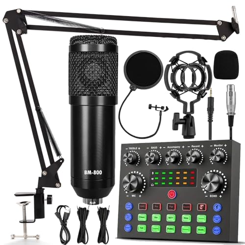 Image of IMAGINEA BM800 Condenser Microphone with V8s Live Sound Card for Streaming Recording Podcasting Singing YouTube Live Broadcast Studio Mic Kit with Adjustable Stand and Noise Reduction