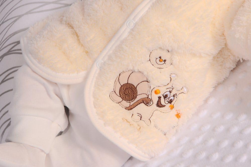 Fleecejacke für Neugeborene Babyjacke in Creme weiche Baby Jacke mit Kapuze kuschelig warm Unisex Babykleidung Jungen & Mädchen Übergangsjacke Herbst Winter