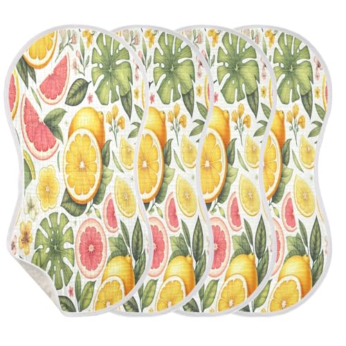 JUZIHAI 2Pack Tropical Juicy Fruit Baby Burp Cloths Soft Cotton Burp Rags,Super Absorbent Burp Cloth Bag for Newborn Baby Boys/Girls3