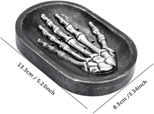 Miniatura 2 de Jabonera de resina con esqueleto, bandeja de jabón de drenaje de agua para encimera de baño, ducha, organizador de jabón de manos con calavera