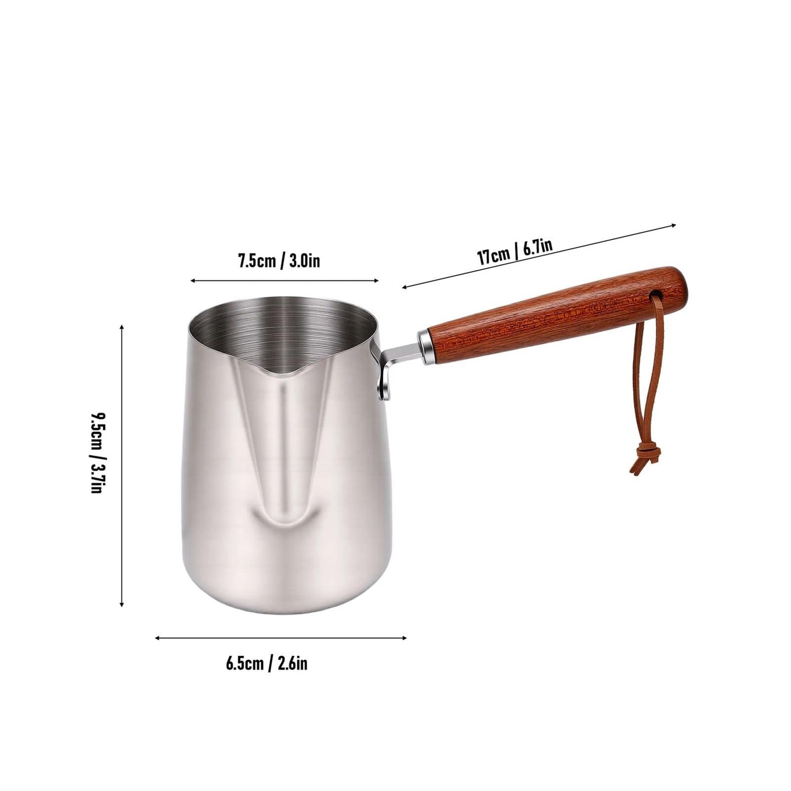 Taza de espuma acero inoxidable la jarra 304 for hacer leche con pico mango madera(1000ml)