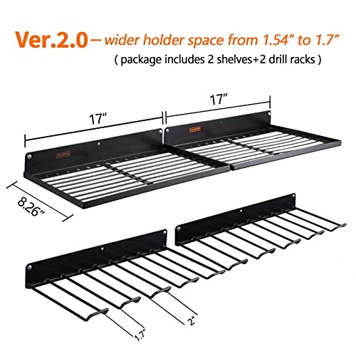Uu-Major Power Tool Organizer With Charging Station,Drill Holder Wall Mount,Garage Storage Shelves For Organization,Heavy Duty Pegboard Wall Organizer Set Solid Metal Black 2 Pack 4 Set thumb #2