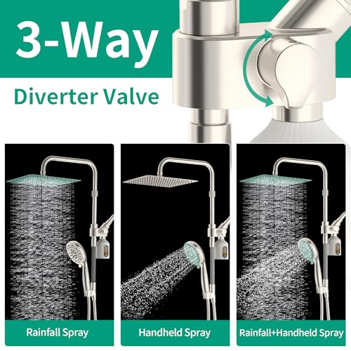 Image of 10 inch Filtered Rain Shower Head with Handheld Spray Combo, High Pressure Shower Head and Handle Set with Filter, Dual Shower Head with Extra Long Hose and Adjustable Arm (Brushed Nickel)