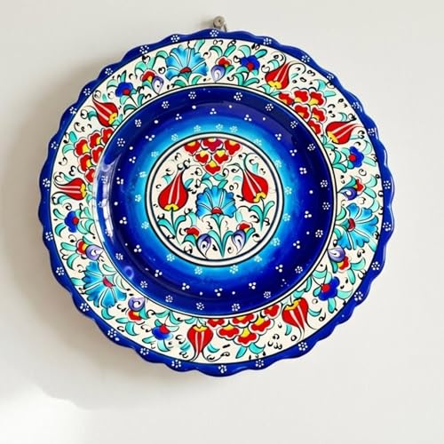 Handmade Turkish Ceramic Decorative Plate 9.85 Inch (25 cm) – Ottoman Floral Design, Wall Hanging or Tabletop Display, Glazed Home Décor - Image 6