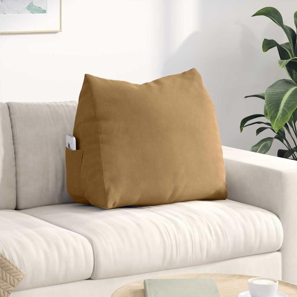 Fengshui Poduszka pod plecy brązowa 60 x 20 x 50 cm tkanina sztruksowa