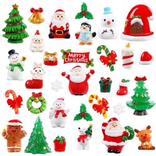 Kleine Weihnachtsfiguren für Schneekugeln 17 XIMISHOP 32 Stück Weihnachten Mini Figuren Harz, Kleine Christmas...