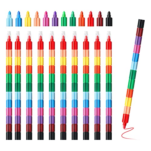 Vicloon Crayon de Couleur Empilables,10pcs Mini Crayons à la Cire Coloriage Enfant et Tout Petit,pour Cadeaux de Fête, D'anniversaire,Cadeaux de Noël,Amusants,Idées Cadeau Amis (10 pièces 12 couleurs) Cover