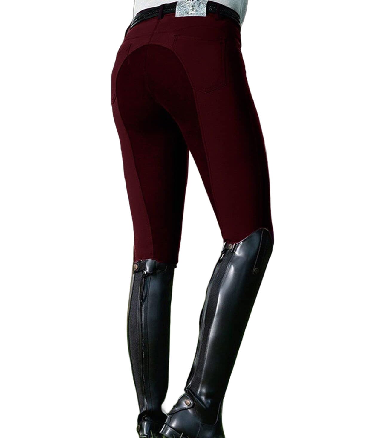 Women's Elastic Horse Riding Trousers Fashion Women's Equestrian Pants Gym Yoga Sports Riding Leggings,Red,L