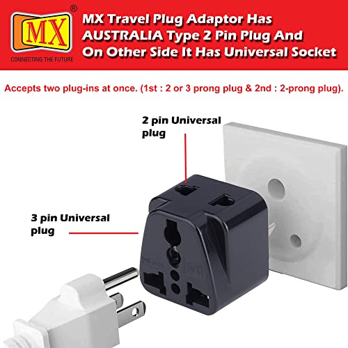 Image of MX Universal Travel Adapter (Type I) India to Australia 2 in 1 Conversion Plug for Home and Official use -Black Pack of 4
