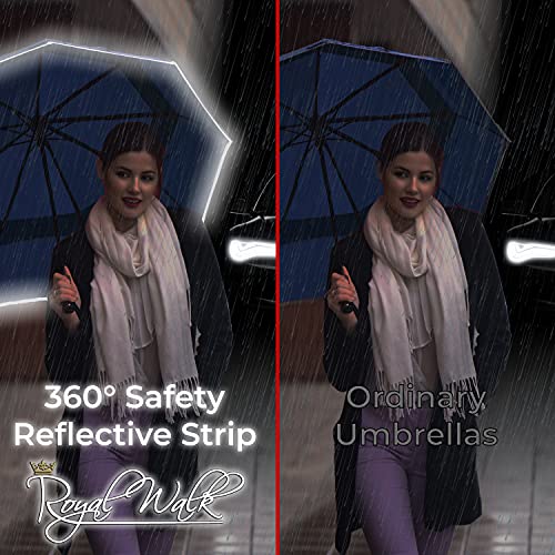 Royal-Walk-Paraguas-Plegable-Antiviento-para-Hombre-y-Mujer-Apertura-y-Cierre-Automatico-Compacto-y-Fuerte-Mango-de-Madera-Real-de-Lujo-Paraguas-Resistente-al-Viento-Reflectante-con-Doble-Cubierta