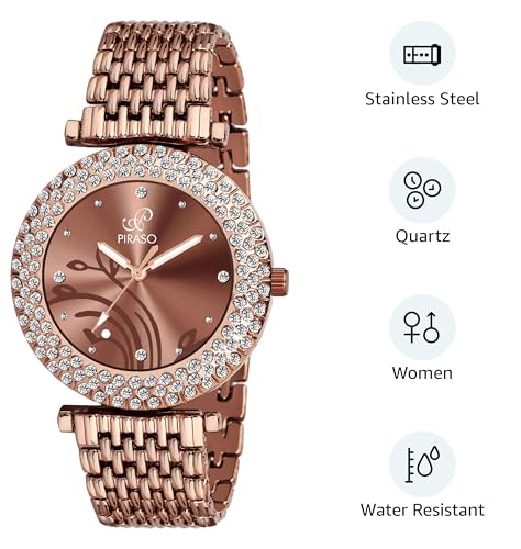 Image of Coffee Zuperia Diamond Studded Analog Watch for Women(DB 309 Coffee BZ)