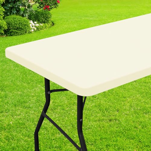 Smiry Rectangle Picnic Table Cloth, Waterproof Elastic Fitted Tablecloths for