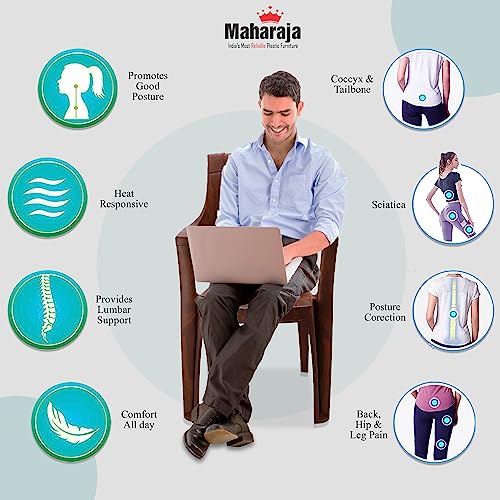Image of MAHARAJA Heavy Duty Plastic Chairs with Arm Rest | Comfortable |200Kg Capacity (Teakwood,Pack of 2)