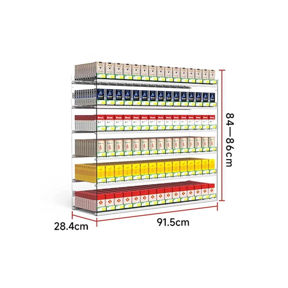 Generisch Zigarettenablage aus transparentem Acryl – Wandmontierter Verkaufsschrank, Mehrzweckablagen für Streichhölzer und Süßigkeiten, 91,5 x 28,4 x 84 cm Ladeneinrichtung