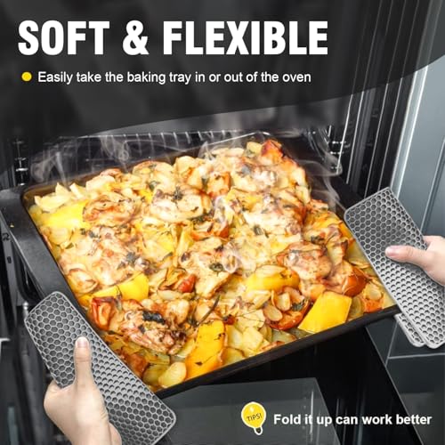 Image of Walfos Silicone Trivet Mats - 4 Heat Resistant Pot Holders, Multipurpose Non-Slip Hot Pads for Kitchen Potholders, Hot Dishers, Jar Opener, Spoon Holder, Food Grade Silicone & BPA Free (Nordic Grey)