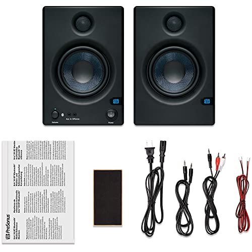 Presonus Eris E5 Bt 5.25" Active Media Reference Monitors With Bluetooth (Pair) Bundle With Auray Ip-S Isolation Pad (Small, Single) And 10' Trs Audio Cable #TOP3