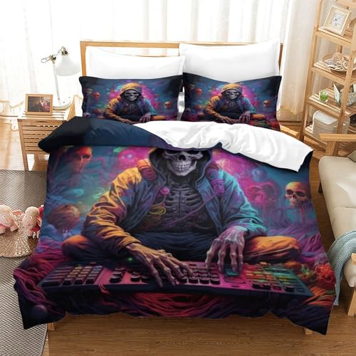 Linge de lit motif squelette en microfibre super douce impression 3D