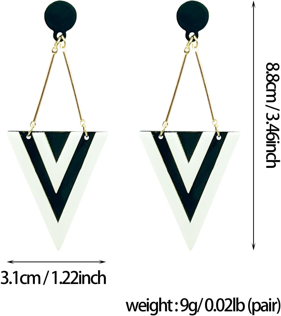 Retro Acrylic Triangle Geometric Spliced Drop Dangle Earrings for Women Jewelry Party - Image 2