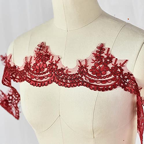 SELLACE 1 Yard White Blue Pink Red Embroidery Wedding Veil