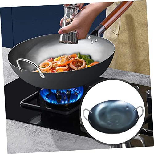 Wok tradicional chino de hierro con doble asa y diseño ergonómico miniatura 4