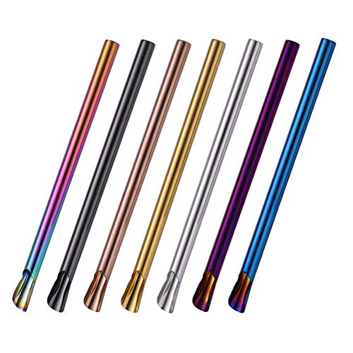 Luxshiny 7pcs Stainless Steel Straws Reusable Drinking Straw Creative Stirrer for Milk Tea Smoothie (Mixed Color) - Image 2