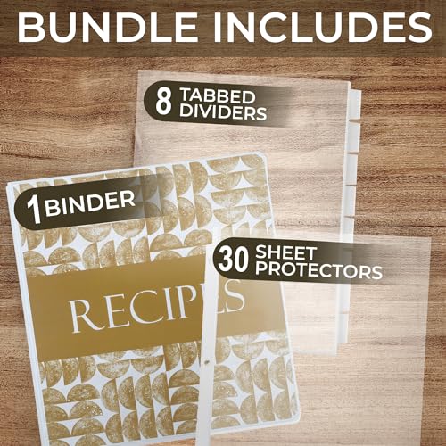 Image of Samsill Recipe Binder Full Page 8.5 x 11 Kit, 1 Inch D-Ring, Textile Design