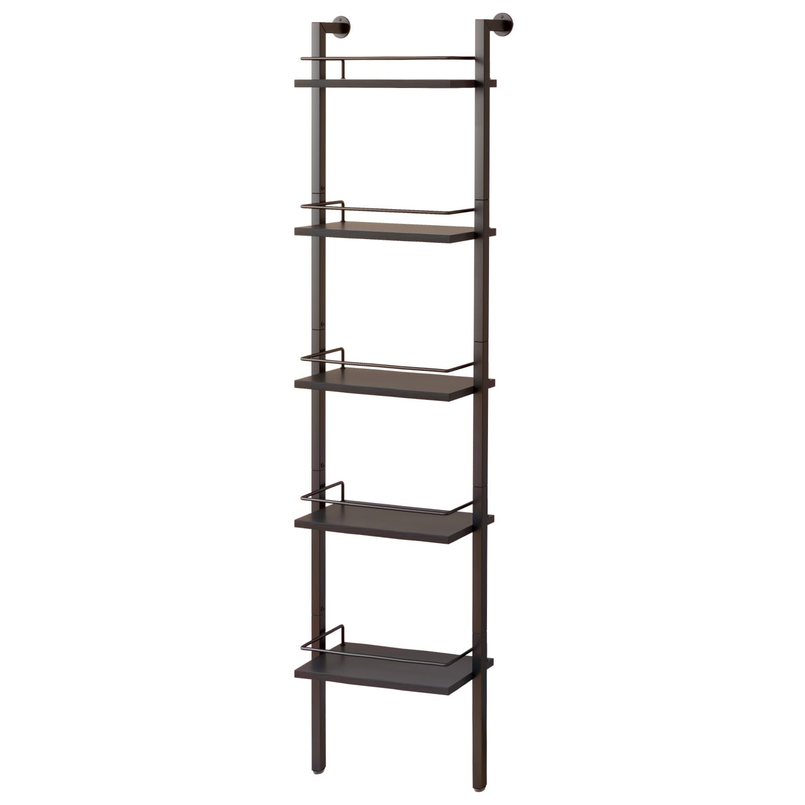 YMYNY 5-Tier freistehende Weinregale, Liquor Flasche Display Regal mit Zäunen, Wand montierte schwimmende Regal Lagerstand für Küche, Esszimmer, 43 x 20 x 177 cm Schwarz HWR001B