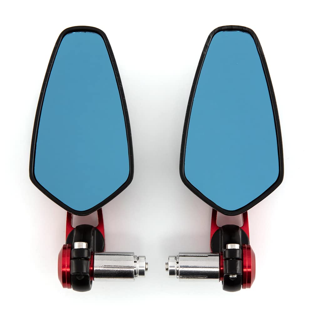 Retroviseur Moto Embout De Guidon Universel Rétroviseur d'extrémité de guidon pivotant à 360° en aluminium Compatible avec les quads, scooters et VTT (Rouge)