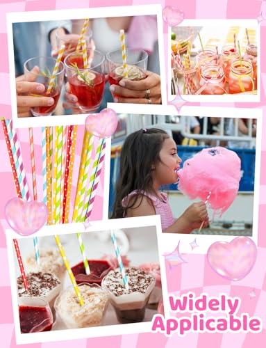 WDAHDHP Premium Cotton Candy Sticks 13.8 Inch - 100 Pcs Colorful Paper Cones for Cotton Machine Supplies, Extra Long Sturdy Candy Straws for Party Events and Sugar Making - Thumbnail 7