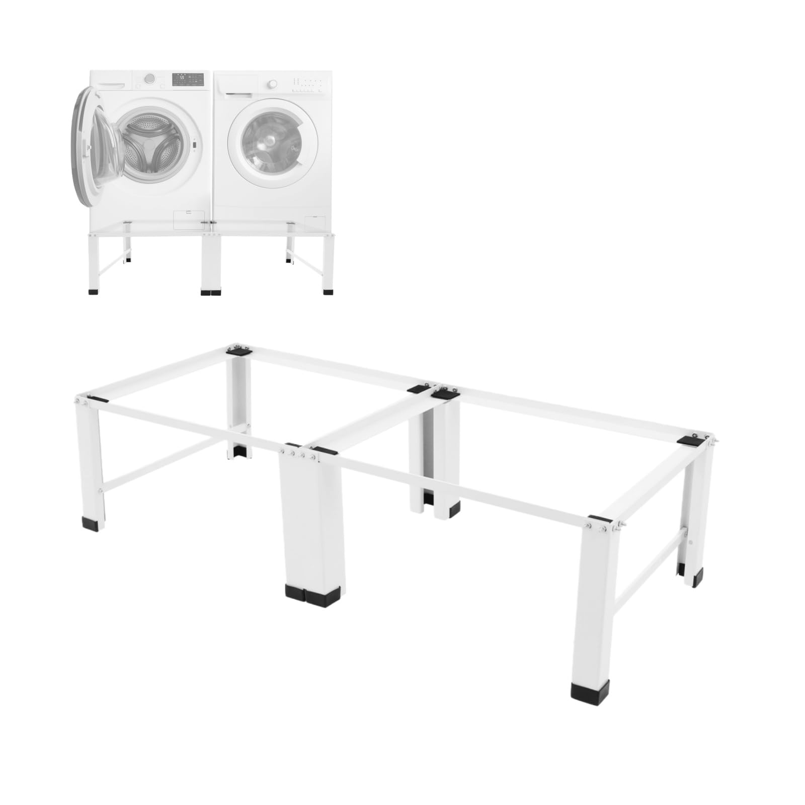 Podstawa do pralki 2 w 1, 126 x 54,5 x 32 cm, metalowa podstawa z antypoślizgowymi nóżkami, do 300 kg, podest do pralki i suszarki, nowoczesny design do gospodarstwa domowego, przechowywania i
