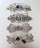 4PCS Vintage Hair Barrettes with French Clip and Sparkling Stones Metel Hair Clasps Retro Spring Hai
