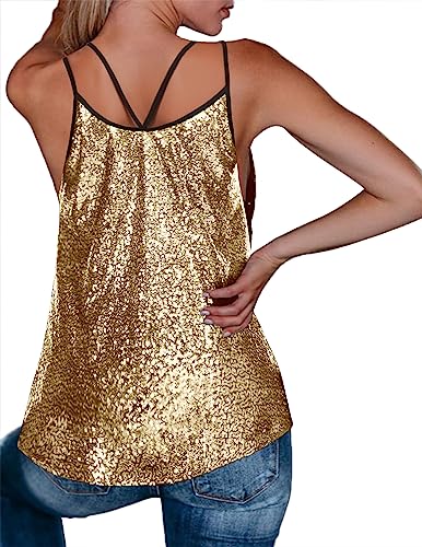 Zeagoo Women's Sleeveless Sequin Top Sparkle Glitter Top Shimmer Camisole Vest Tank Tops4