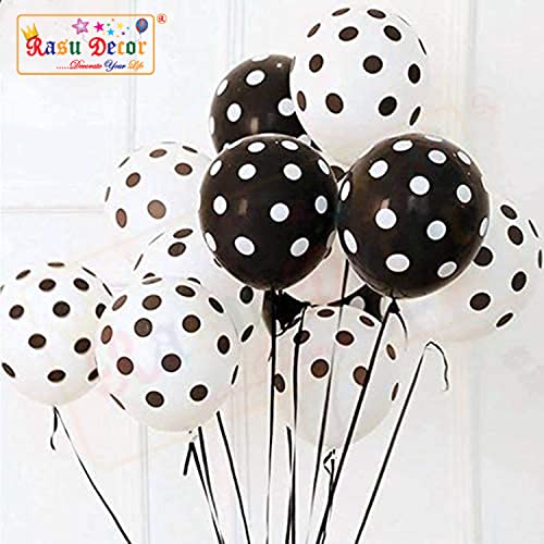 Image of RasuDecor 20 Pieces 12 inch Polka Dot Latex Balloon White and Black Dot Balloons, 12 Inch Latex Polka Dots Balloons for Kids Women Men Birthday Easter Engagement Wedding, Halloween Party Supplies Decor #RasuImpex (20Pcs 12 inchPolkaDotWhiteBlack)