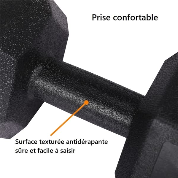 Abician Lot de 2 Haltères 7kg Haltère Musculation pour Homme et Femme Noir