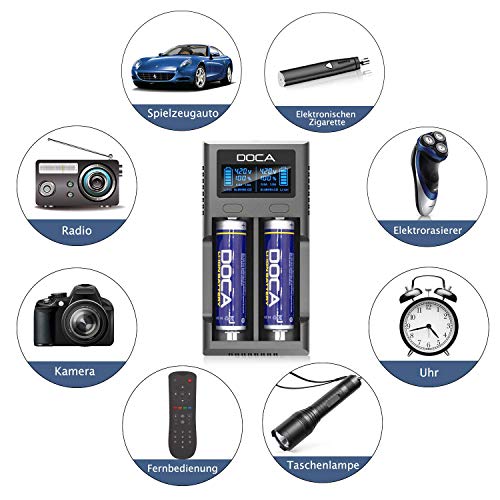 Speedy Battery Charger,Universal Smart Rechargeable Battery Charger for AA AAA C Li-ion IMR 18650 26650 21700 14500 16340 18500 10440 18350 17670 Ni-MH Ni-Cd, USB Cable & Upgraded LCD Display