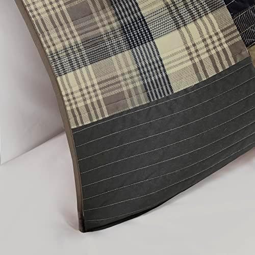 Woolrich Winter Hills Reversible Quilt Set - Cottage Styling Reversed to Solid Color, All Season Lightweight Coverlet, Cozy Bedding Layer, Matching Shams, Oversized King/Cal King, Plaid Tan 3 Piece - Image 7