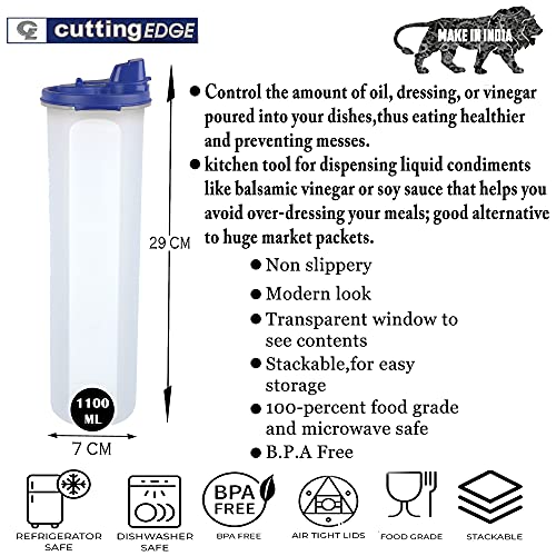 Image of Cutting EDGE 1.1 Litres Smart Slim Oil Dispenser Airtight Dark Blue (Set of 2)