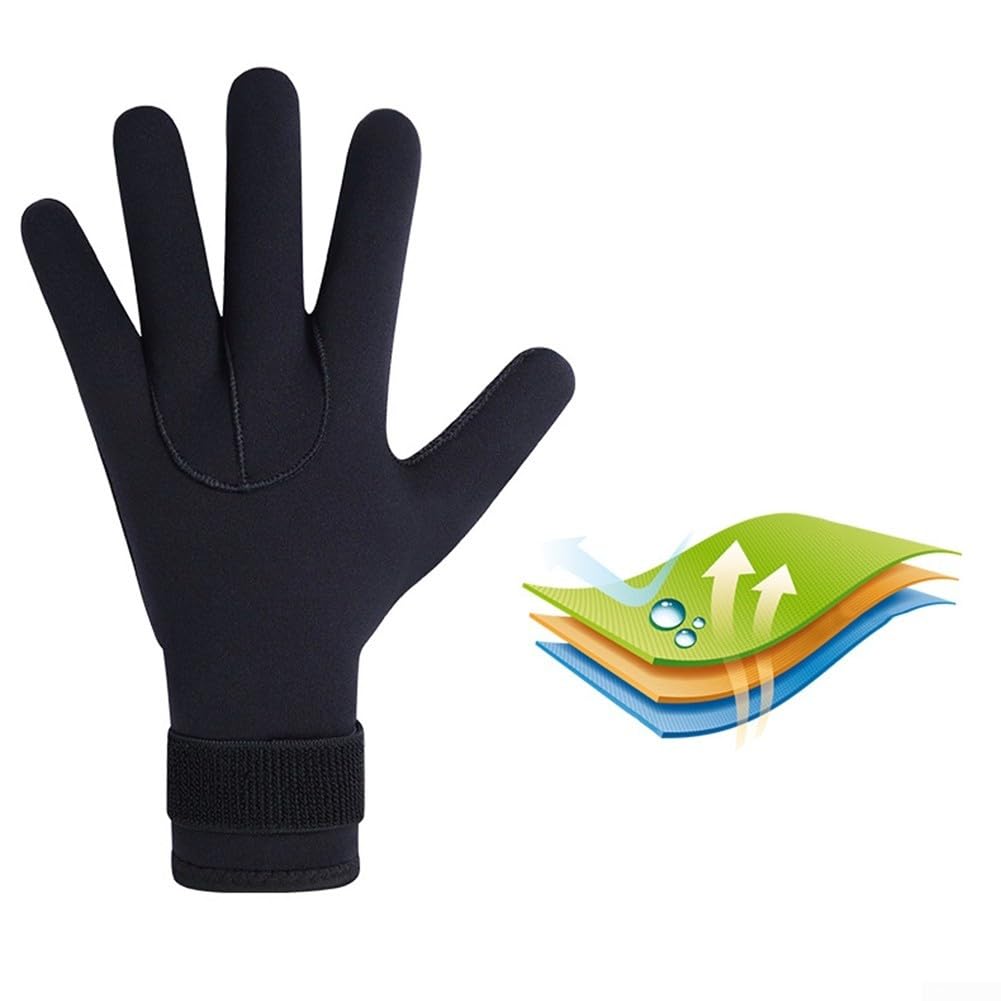 Guanto da muta da 5 mm, in neoprene, termico, antiscivolo e regolabile, per immersioni, surf, nuoto, tracciamento del fiume