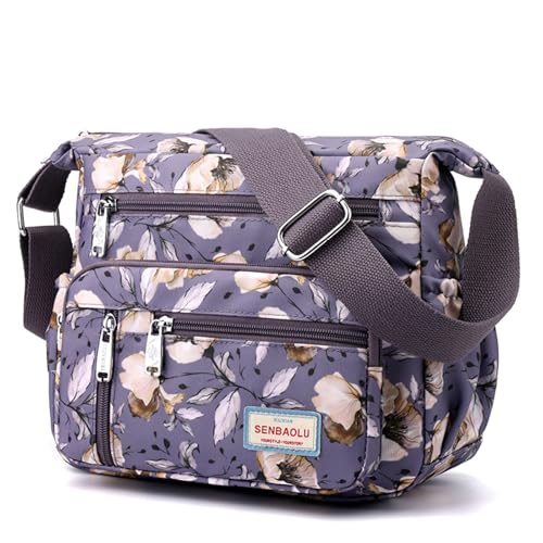 Image of Crossbody Bag for Women Nylon Multi pockets Shoulder Bag Waterproof Floral Messenger Satchel Purses and Handbags