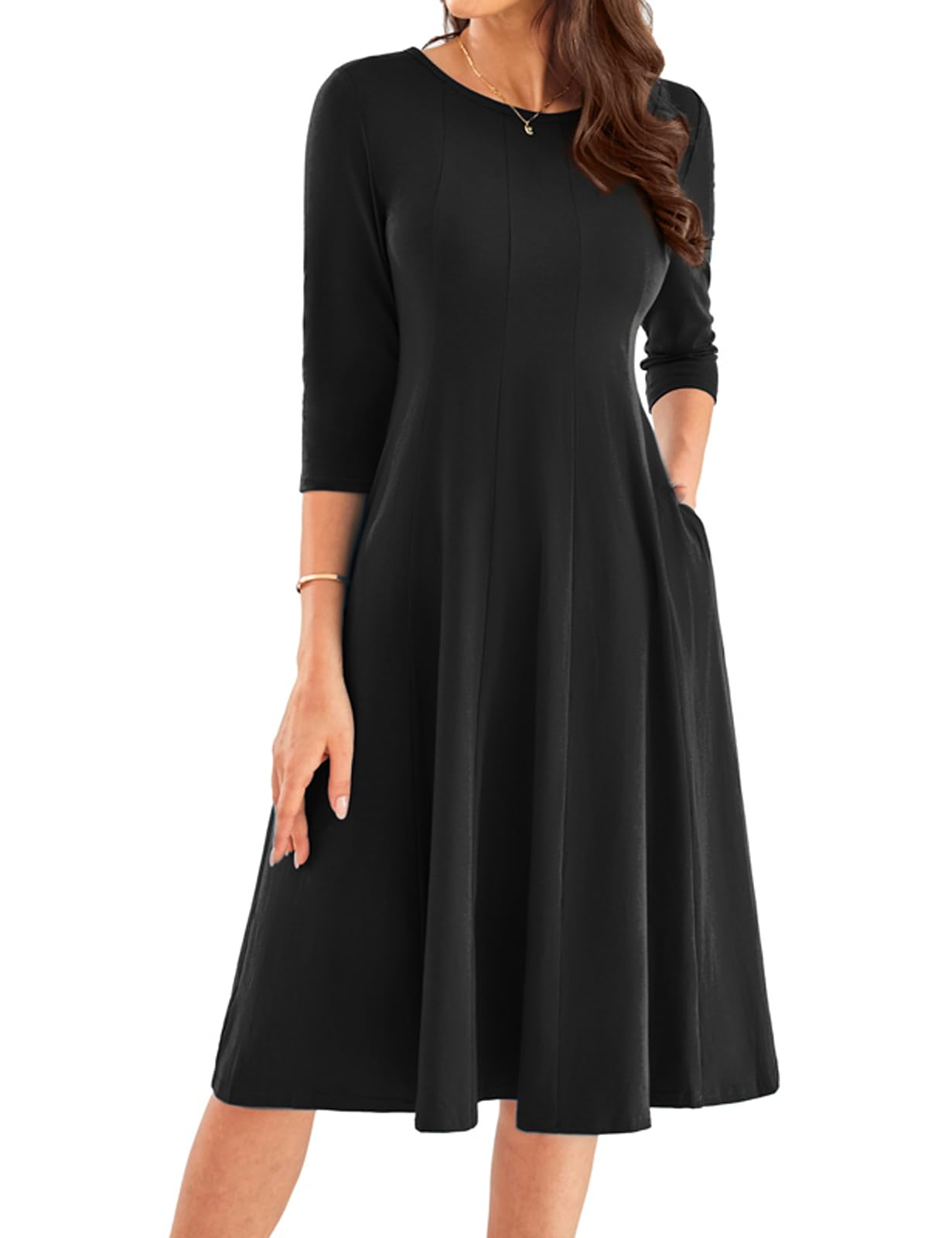 Grace Karinwomens Vintage Sleeve A Line Midi Dress