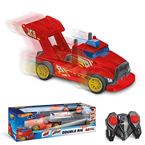 MONDO Hot Wheels Motors Camion radiocommandé avec remorque Extensible et Voiture à rétro Friction Double Rig Truck 32cm Jouet Enfant et Plus 63681 - vue 3