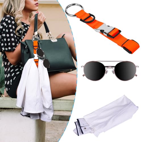 Image of Wisdompro Jacket Gripper Strap, Add a Bag Luggage Straps Baggage Suitcase Belts Travel Accessories with Hook and D-Ring - Make Your Hands Free, Easy to Carry Your Extra Bags - Orange