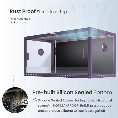 Image of Phailozoo Stackable 50 Gallon Reptile Enclosure for Gecko, Juvenile Reptile | Adding Vibrant Fun for Your Home, Anti-fingerprint Tempered Glass Door with Handles Easy to Feed & Clean