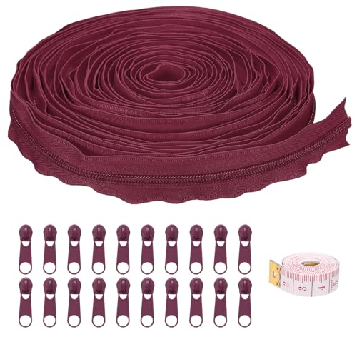 Fermeture éclair en nylon rouge vin pour réparer et créer des sacs ou vêtements sur mesure