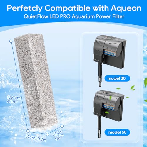 Cunina 12PCS Ammonia Reducer Filter Pads Compatible with Aqueon Quietflow 30 & 50, Sponge Filters for Aqueon Replacement Filter Cartridges Large, LED PRO Aquarium Fish Tank Power Filter
