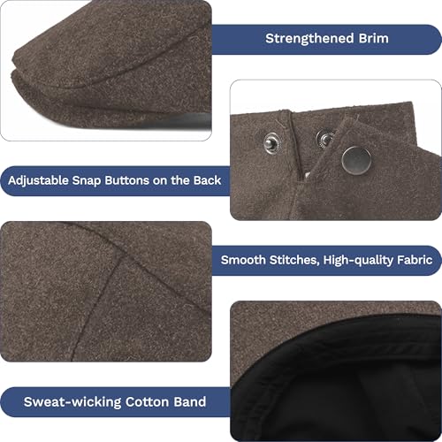 Image of KUJUHA Newsboy Hats for Men Flat Irish Cabbie Ivy Gatsby Newsboy Driving Hat Hunting Cap Winter Hat