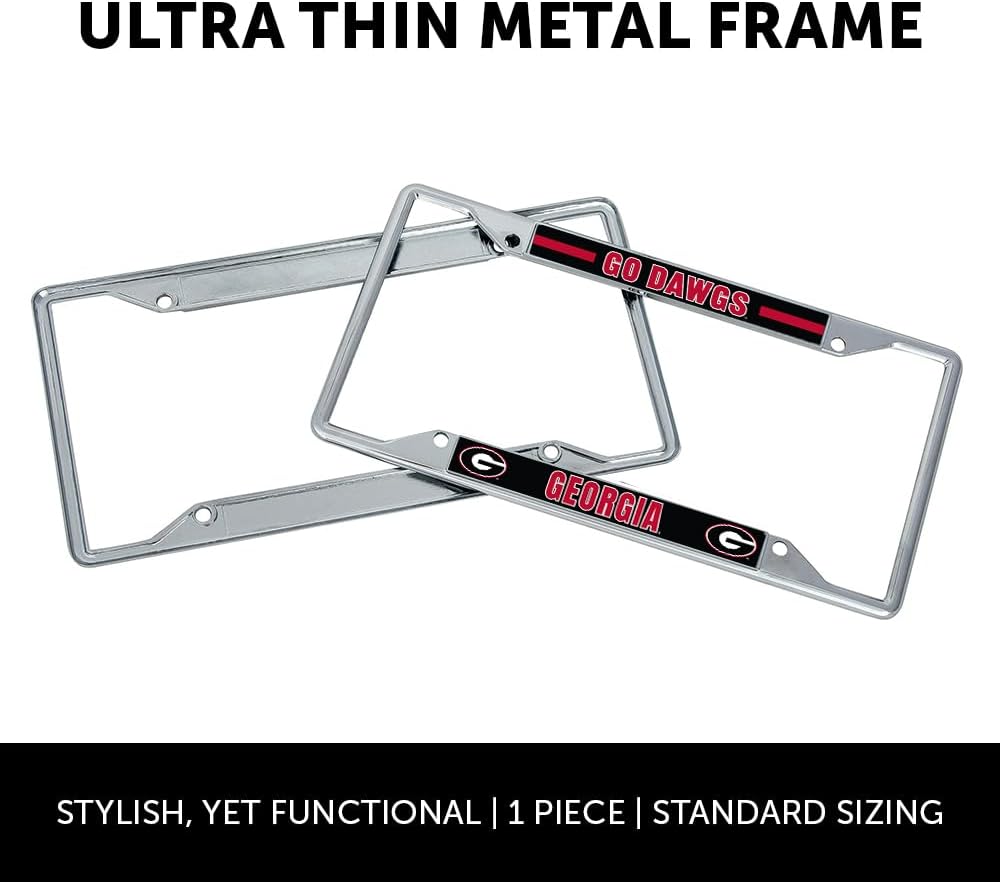 Desert Cactus University of Georgia License Plate Frame Bulldogs UGA Dawgs Holder for Front or Back of Car Metal Car Tag Holder Officially Licensed (Slogan 2)