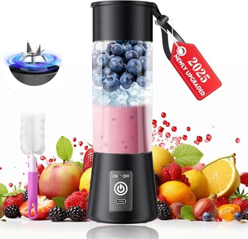 2025 Newly Upgraded Portable Smoothie Blender - Cordless Personal Blender Type-C Rechargeable, 13Oz