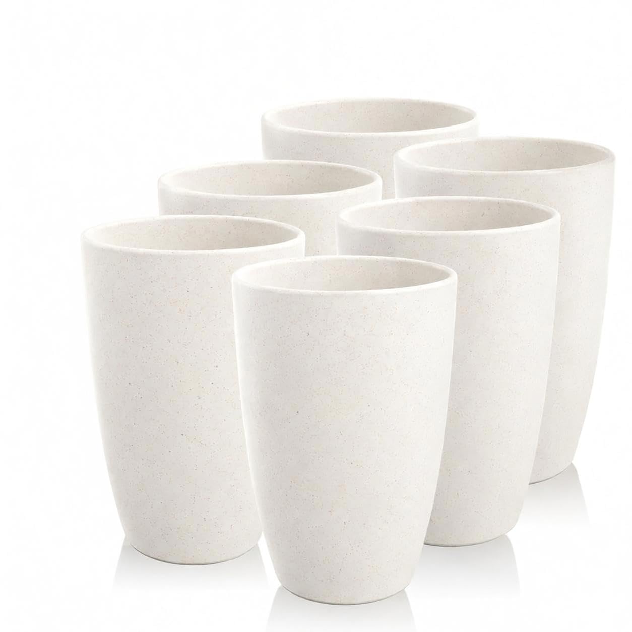 Plastic Drinking Glasses 20 OZ, Wheat Straw Cups Set of 6 - White