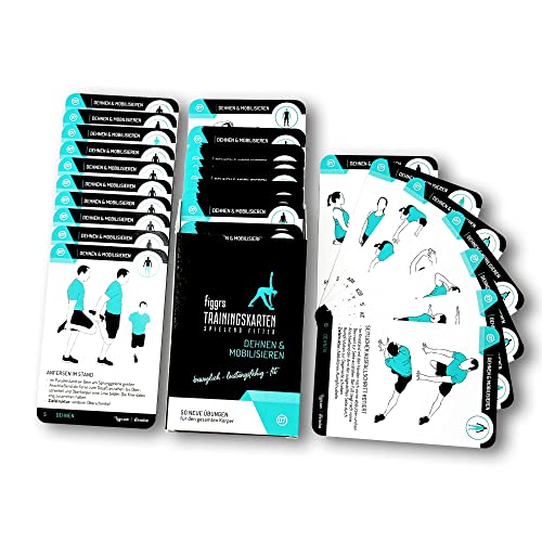 figgrs® Dehnen & Mobilisieren - 57 Trainingskarten mit 50 Fitnessübungen I mehr Beweglichkeit, Stretching ohne Gerät I Dehnübungen zuhause & überall I Von Anfänger bis Profi